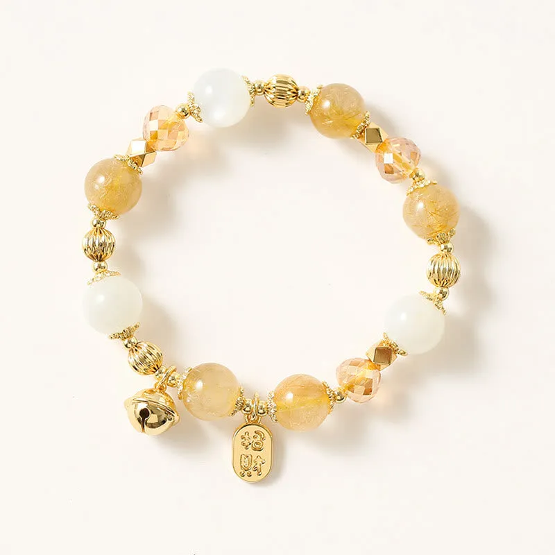 Golden Rutilated Quartz Wealth Charm Bracelet - Luck Muse 14K Gold Plated - Image 2
