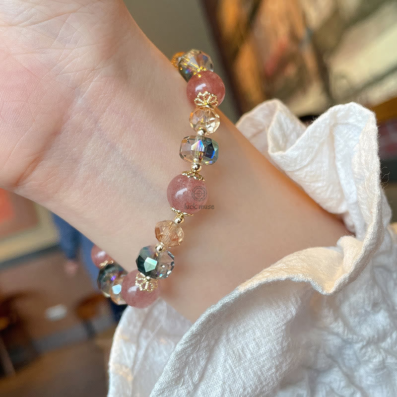 Natural Strawberry Quartz Crystal Bracelet - Image 12