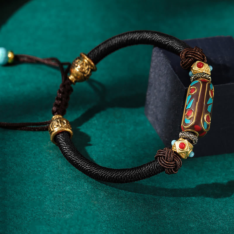 Tibetan Turquoise Om Mani Padme Hum Strength Braided Bracelet by Luck Muse Shop - Image 13