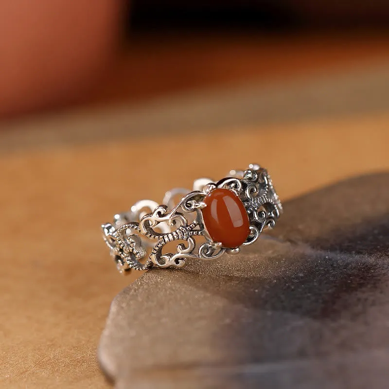 925 Sterling Silver Red Agate Self-Acceptance Calm Ring from Luck Muse Shop - Image 3