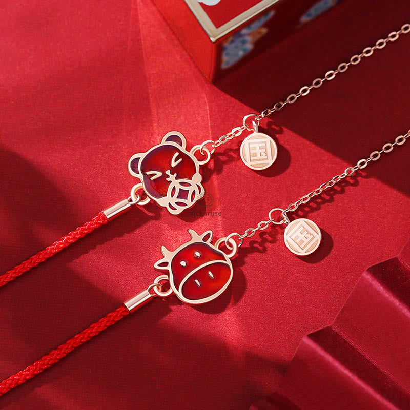 Luck Muse 925 Sterling Silver Color-Changing Chinese Zodiac Lucky Protection Red String Bracelet - Image 2