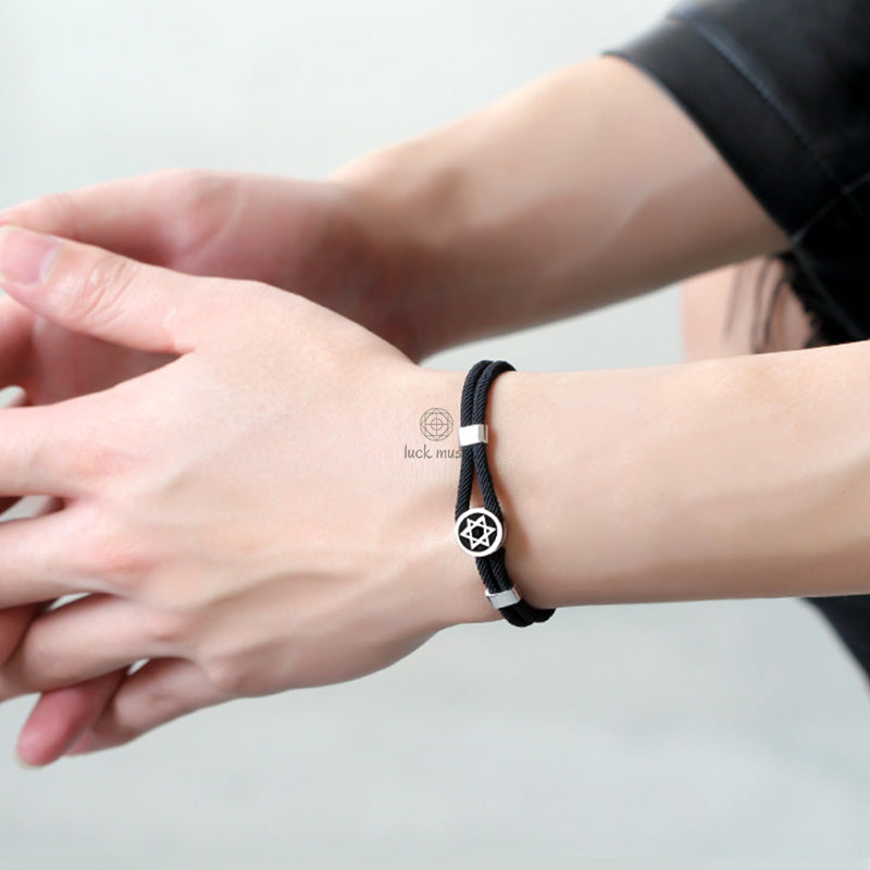 Luck Muse 925 Sterling Silver Hexagram Calm Balance String Bracelet - Image 3