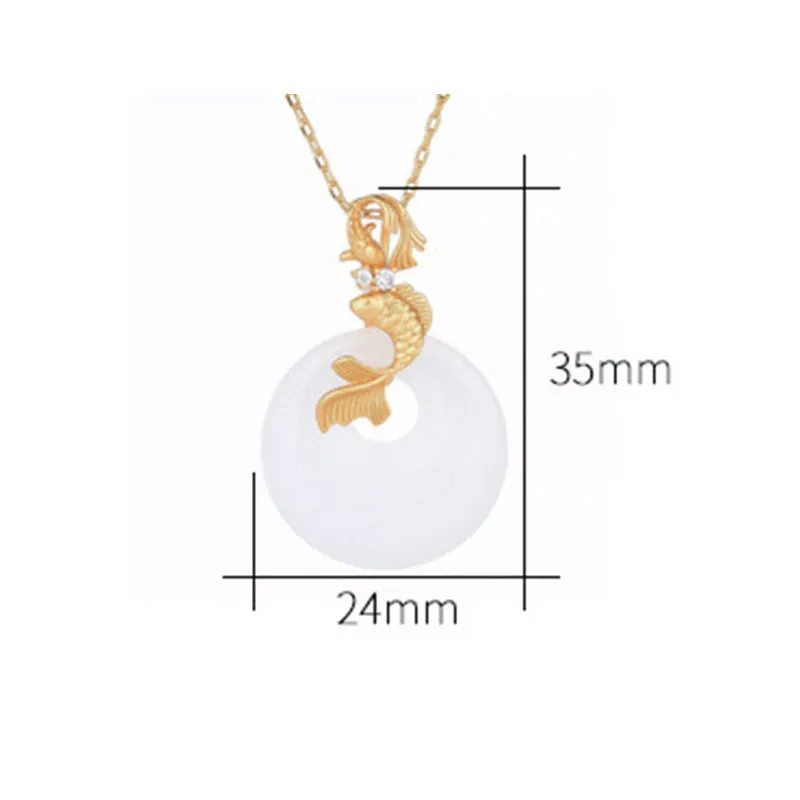 White Jade Koi Fish Prosperity Necklace - Luck Muse - Image 5