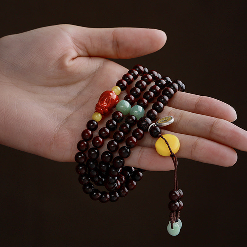 Natal Buddha Chinese Zodiac 108 Beads Red Sandalwood Red Agate Pixiu Protection Bracelet - Image 6