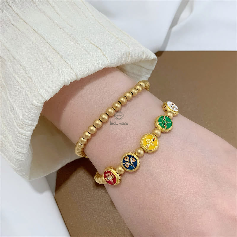 Tibetan Five Wealth Deities Copper Beads Bracelet - Image 7