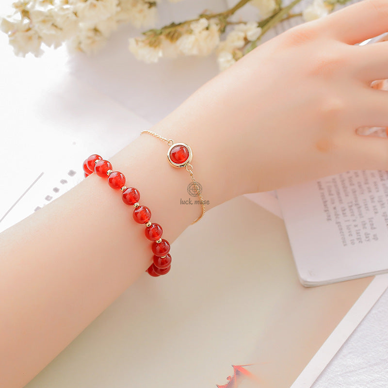 Sun Stone and Strawberry Quartz Crystal Bracelet for Positivity - Image 9