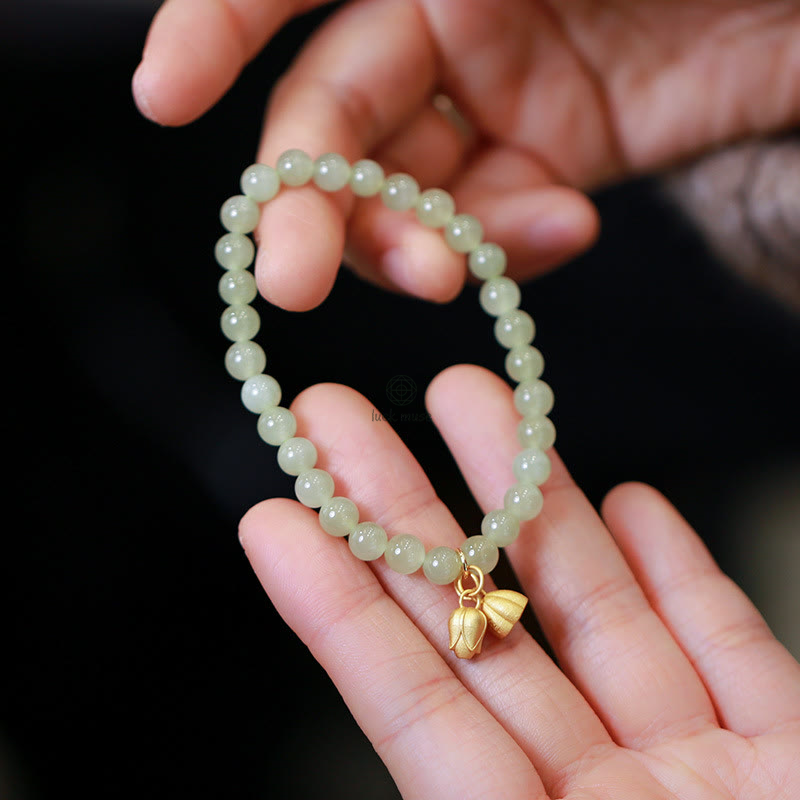 Gold-Plated Natural Hetian Jade Bracelet with Buddha Elements - Image 22