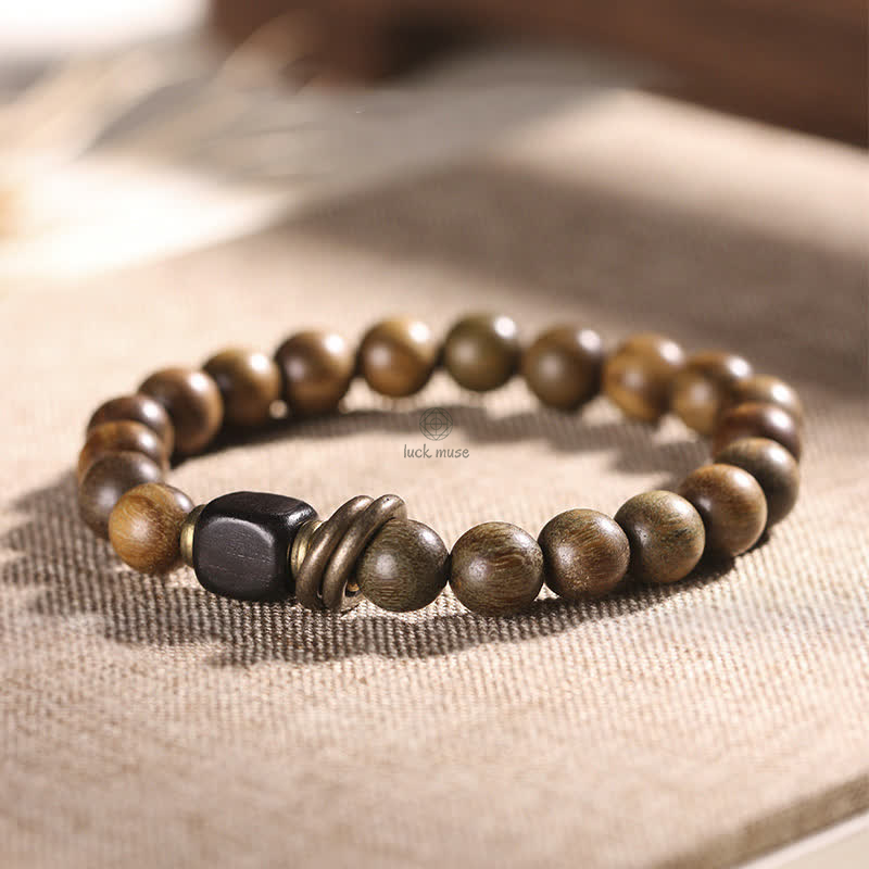 Green Sandalwood Crystal Peace Bracelet inspired by Tibetan Culture - Image 2
