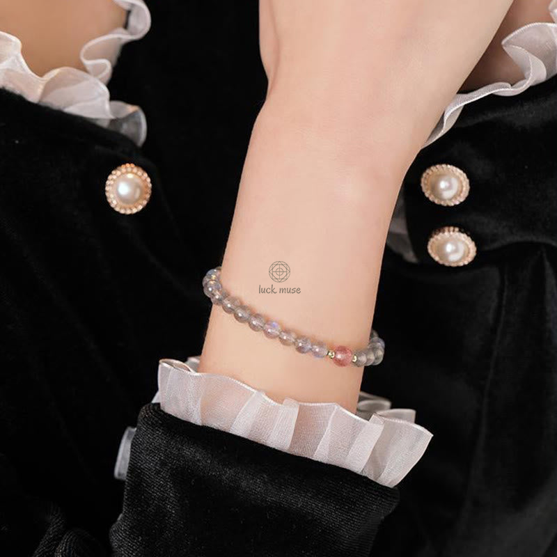 Moonstone Pink Crystal Cinnabar Buddha Bracelet - Image 10