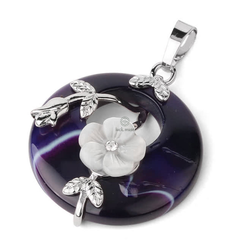Luck Muse Crystal Amethyst Green Aventurine Flower Healing Necklace Pendant - Image 13