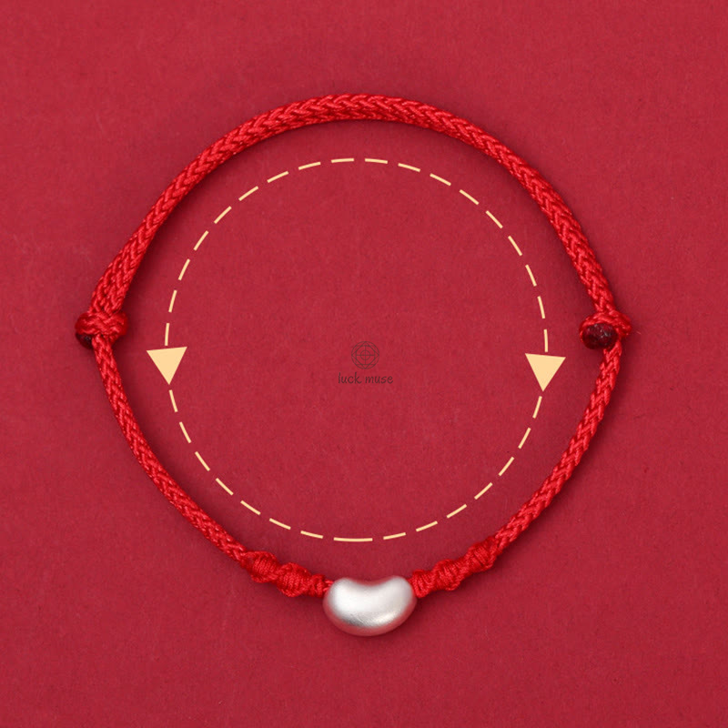 Luck Muse 999 Sterling Silver Luck Connection Bracelet with Handmade Braided Bean Design - Image 8