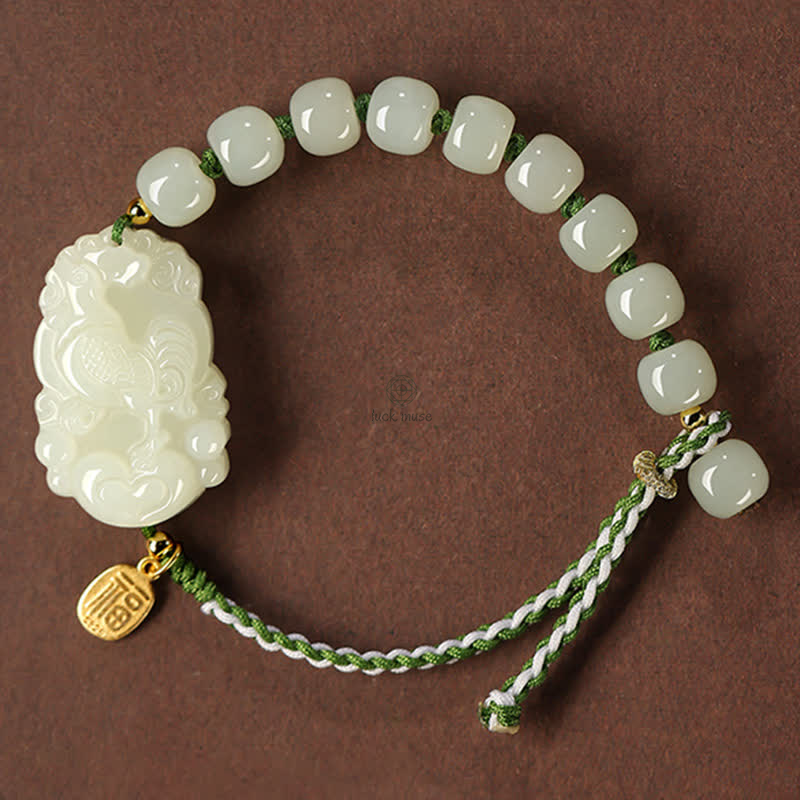 Luck Muse 925 Sterling Silver Chinese Zodiac Hetian Jade Lucky String Bracelet - Image 17