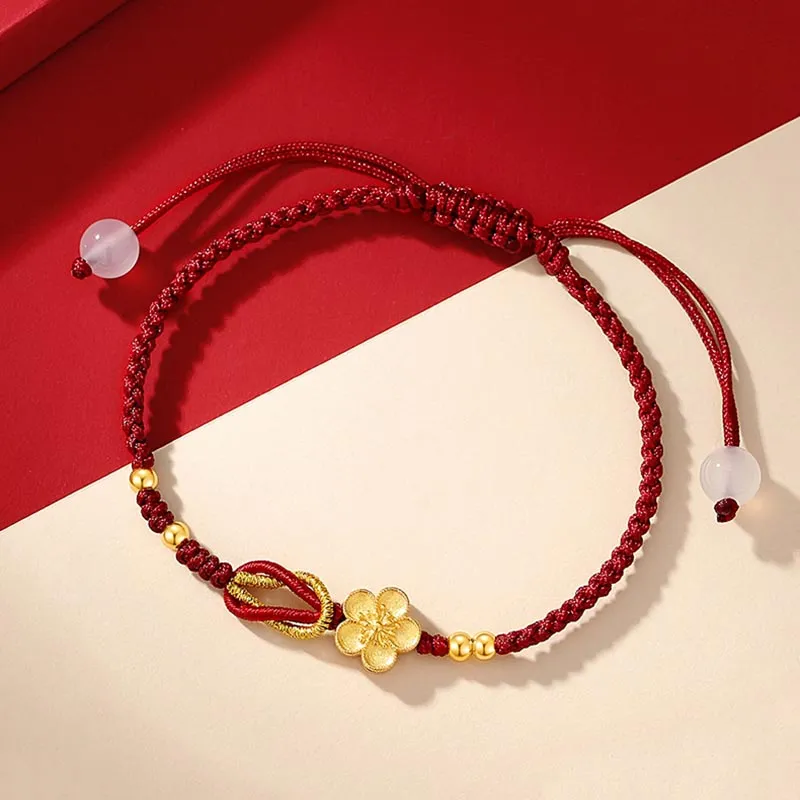 Handmade 925 Sterling Silver Sakura Chalcedony Luck Bracelet with Cherry Blossom Accents - Image 4