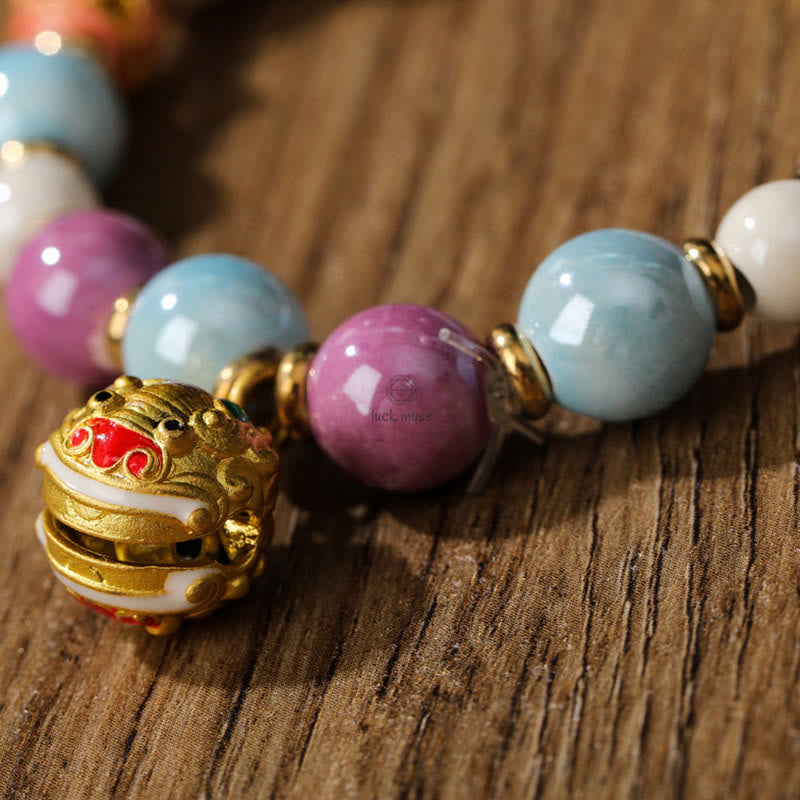 Tibetan Wealth Goddess Protection Bracelet with Liuli Glass Beads - Image 6