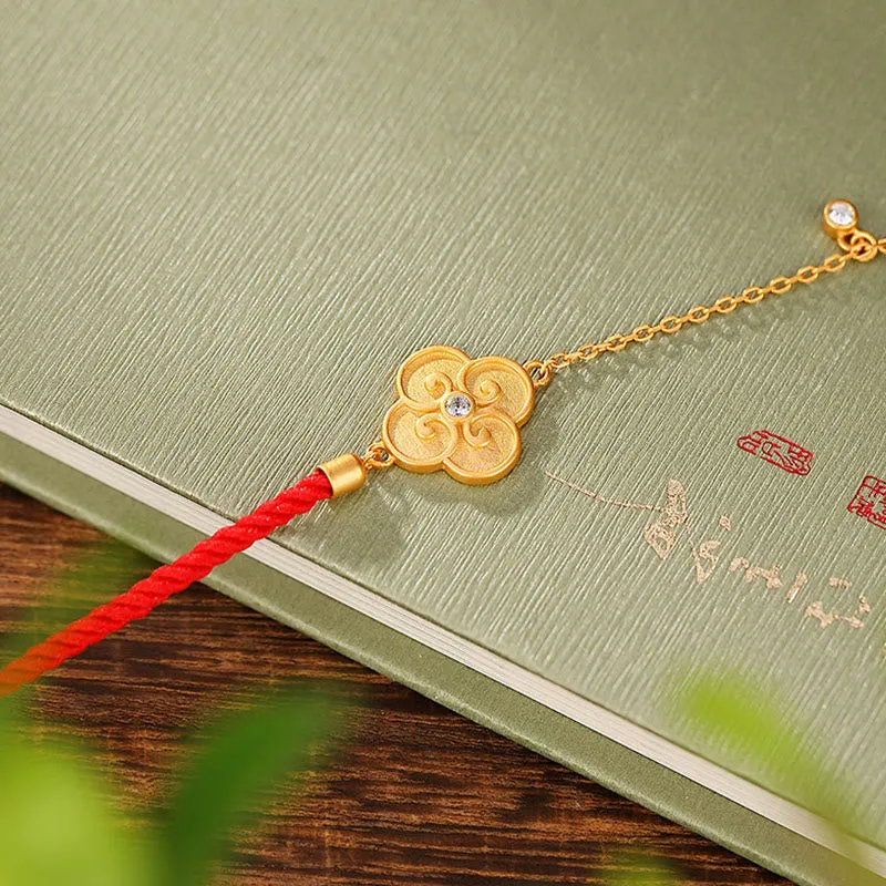 Gold-Plated Sterling Silver Luck Muse Four Leaf Clover Zircon Bracelet - Image 3