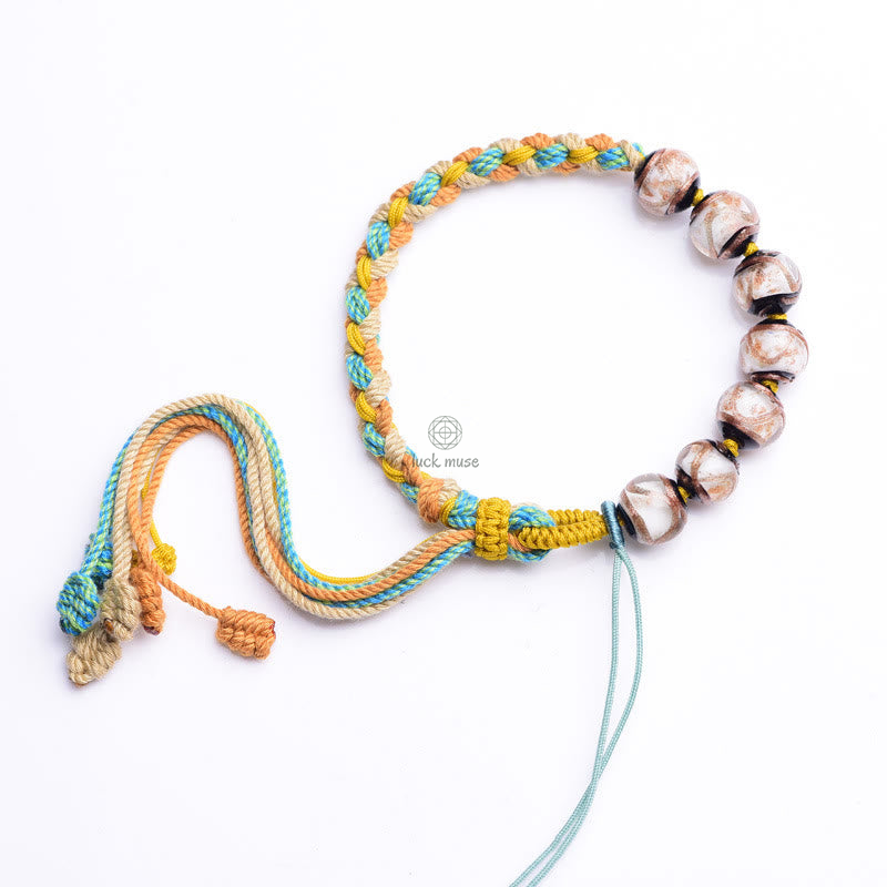 Multicolored Liuli Glass Bead Fortune Braided Bracelet crafted with Luck Muse - Image 7