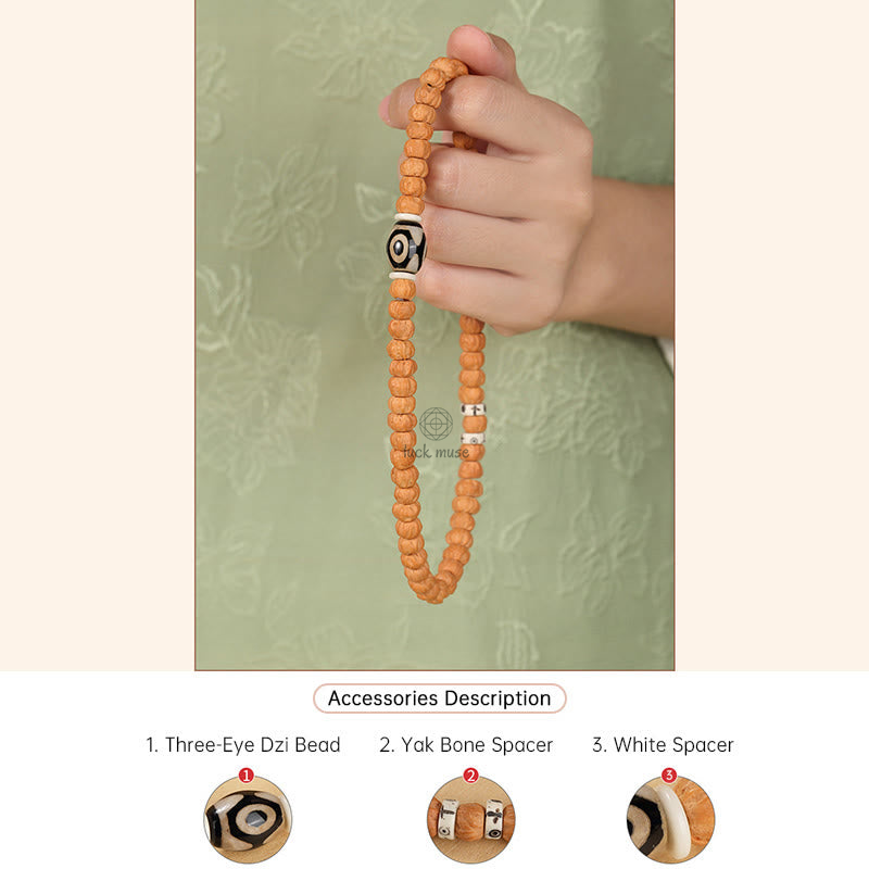 Bodhi Seed Green Sandalwood Lotus Dzi Bead Peace Double Wrap Bracelet by Luck Muse Shop - Image 15