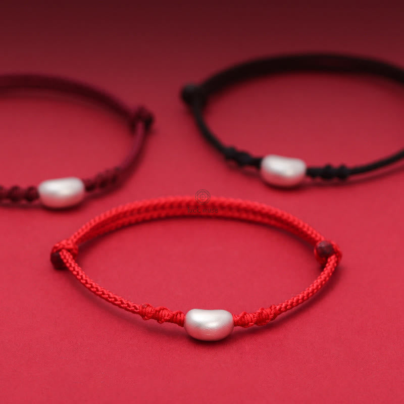 Luck Muse 999 Sterling Silver Luck Connection Bracelet with Handmade Braided Bean Design