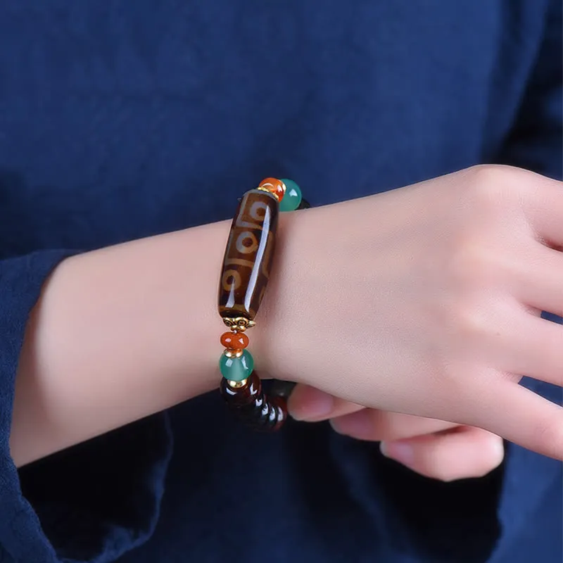 Tibetan Natural Nine-Eye Dzi Bead Protection Bracelet - Image 4