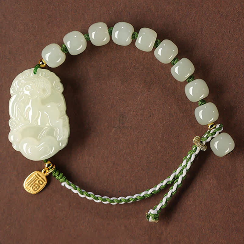 Luck Muse 925 Sterling Silver Chinese Zodiac Hetian Jade Lucky String Bracelet - Image 15