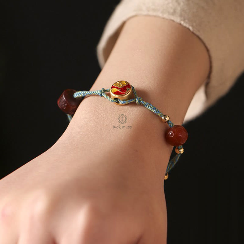 Handmade Hetian Jade Auspicious Clouds Lucky Fu Character Bracelet - Image 6