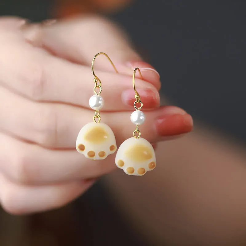 Bodhi Seed Cat Paw Claw Peace Earrings