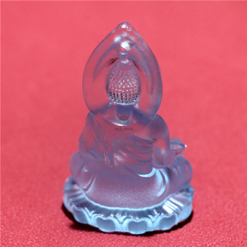 Blue Tathagata Buddha Liuli Crystal Amulet Necklace - Serenity Pendant - Image 11