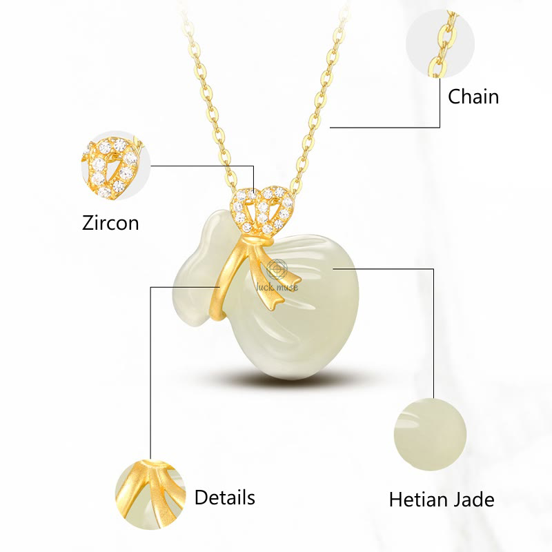 Hetian White Jade Money Bag Necklace Pendant with Luck Muse Blessings - Image 9