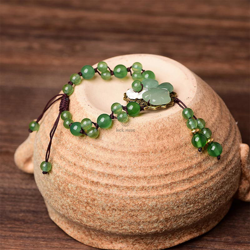 Natural Green Jade Green Aventurine Luck Dangling Flower Bracelet - Image 17