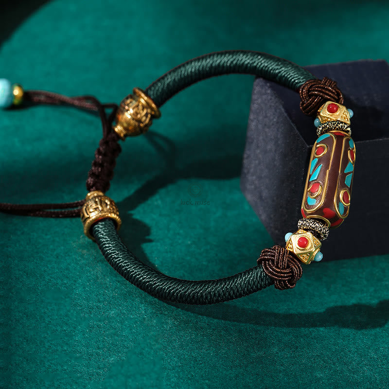 Tibetan Turquoise Om Mani Padme Hum Strength Braided Bracelet by Luck Muse Shop - Image 10