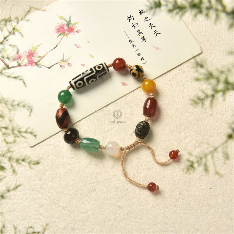 Tibetan Nine-Eye Dzi Bead Agate Bracelet for Wealth Protection at Luck Muse Shop - Image 13