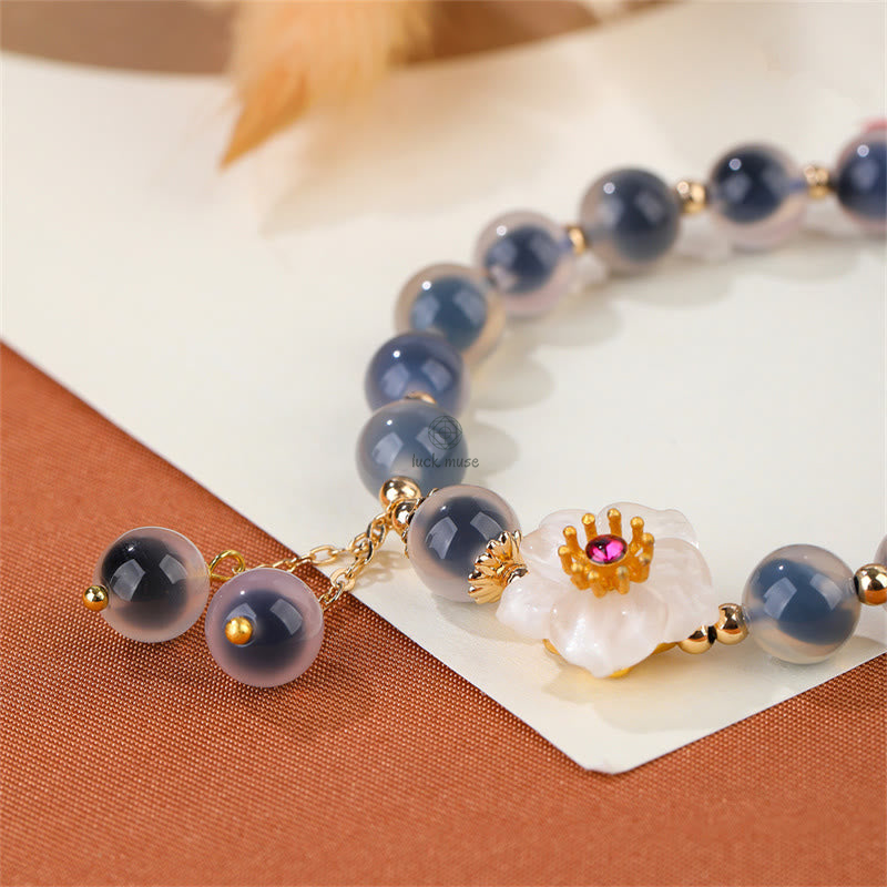 Blue Candy Agate Cherry Blossom Healing Bracelet - Image 6