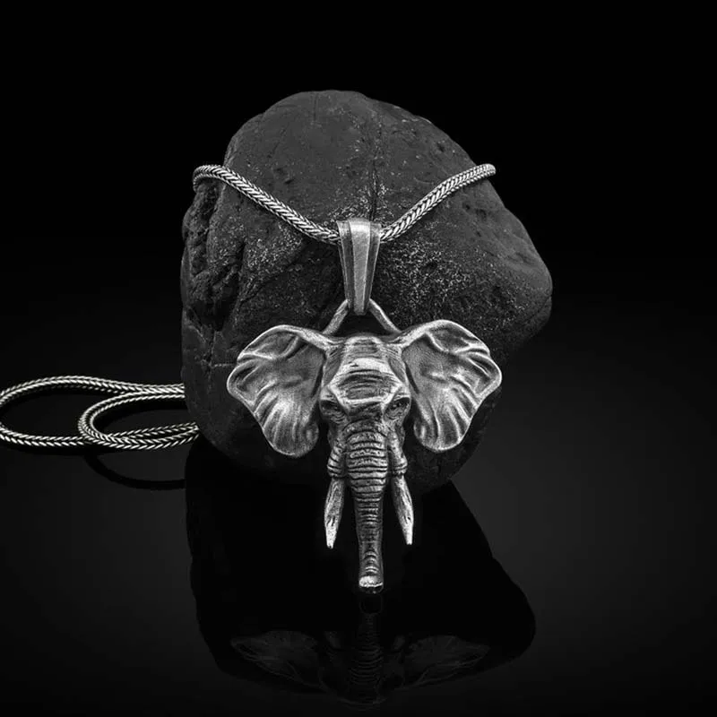 Elephant Strength Necklace Pendant - Pewter Titanium Steel - Image 9