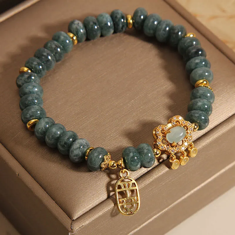 Natural Jade Chinese Lock Charm Bracelet for Peace, Luck, and Abundance - Image 4