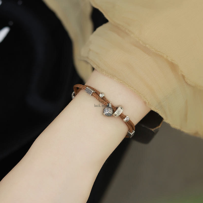 Braided Bracelet with 925 Sterling Silver and Gold Swallowing Beast Koi Fish Design by Luck Muse - Wealth Collection - Image 8