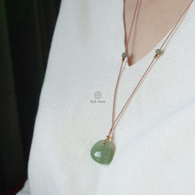 Luck Muse Natural Jade Luck & Prosperity Necklace Pendant - Assorted Colors - Image 7