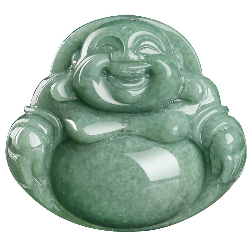 Laughing Buddha Cyan Jade Harmony Necklace with Beaded Pendant - Image 9
