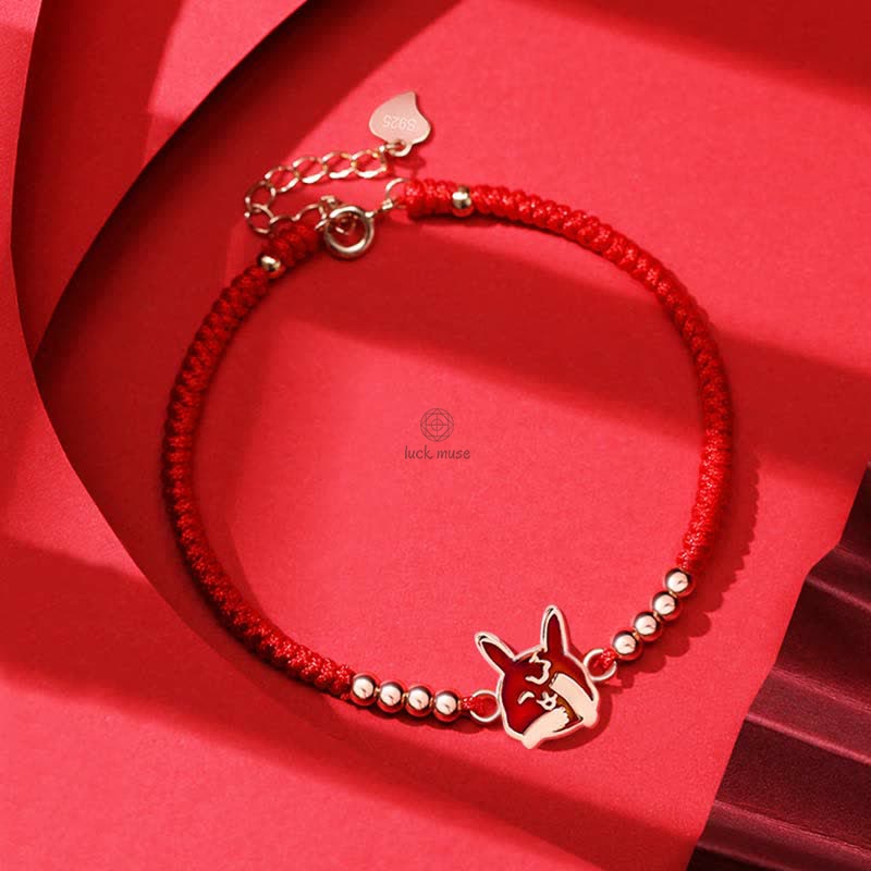 925 Sterling Silver Chinese Zodiac Luck and Faith Red String Bracelet - Image 7