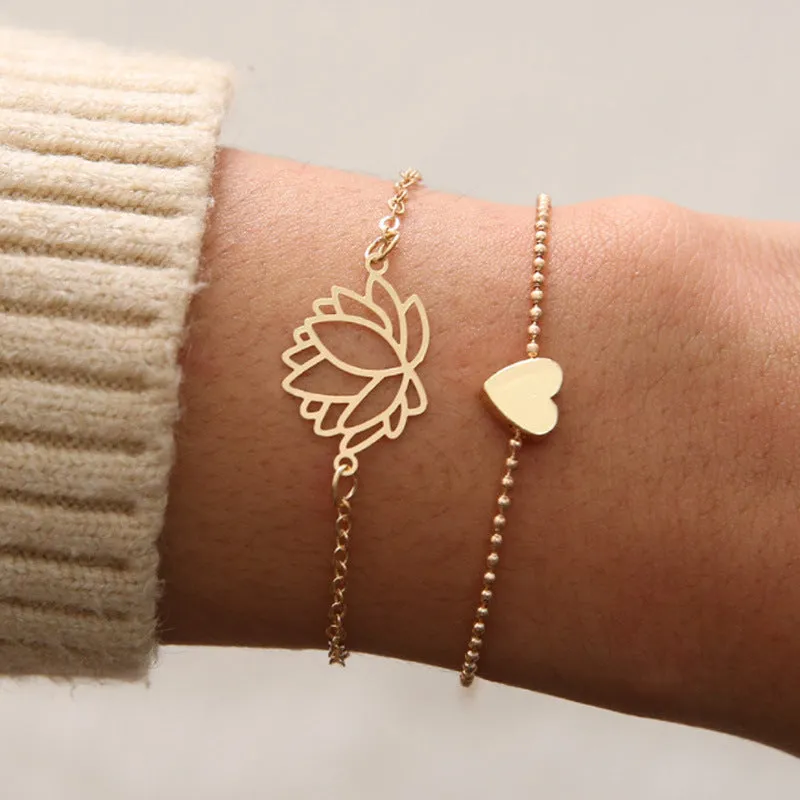 Buddha Lotus Love Heart Bracelet Set - Image 3