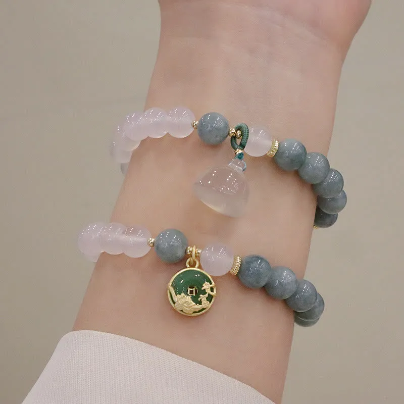 Lotus Flower White Agate Luck Muse Protection Bracelet - Image 13