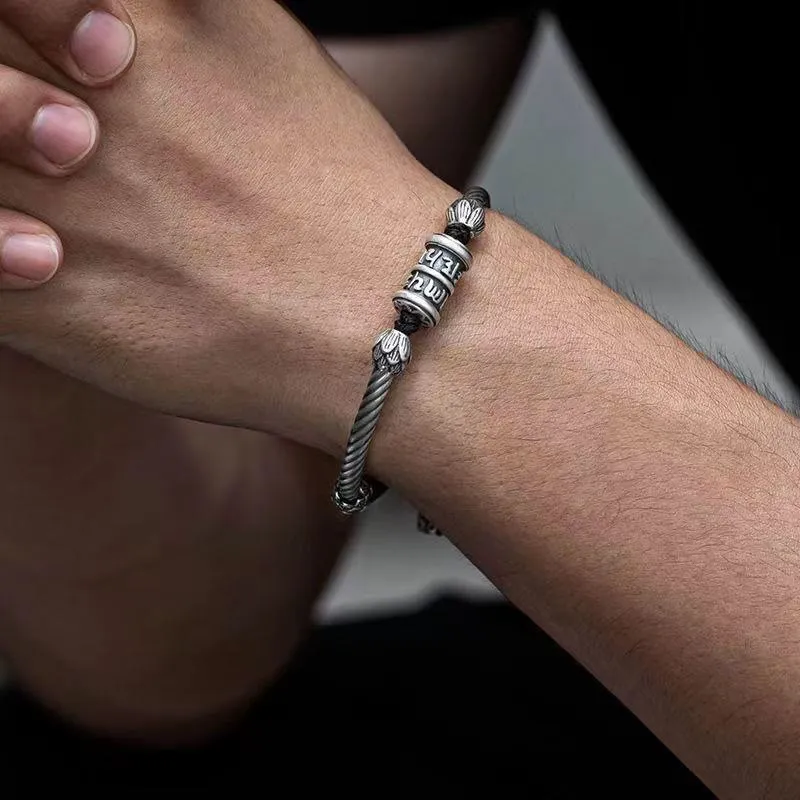 Braided Bracelet with Luck Muse Om Mani Padme Hum Lotus Peace Design - Image 4