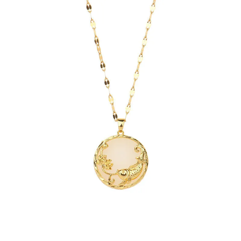 Luck Muse Natural Jade Koi Fish Luck Pendant Necklace - Image 8