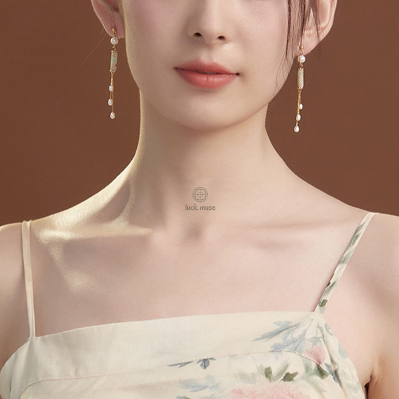 Luck Muse Shoushan Stone Pearl Drop Earrings with 925 Sterling Silver Posts - Image 7