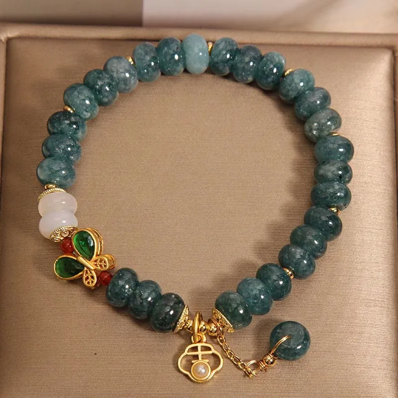 Luck Muse Jade White Agate Butterfly Bead Abundance Bracelet - Image 4