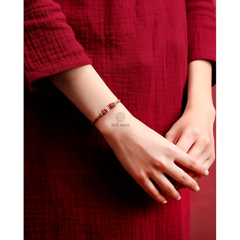 Handmade Dunhuang Color Samsara Knot Luck Reincarnation Knot Braid String Bracelet - Image 12