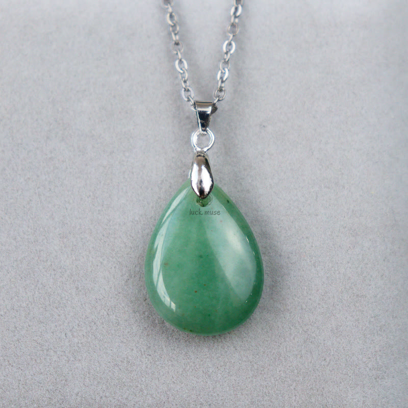 Luck Muse Natural Crystal Gemstone Water Drop Necklace Pendant - Image 14