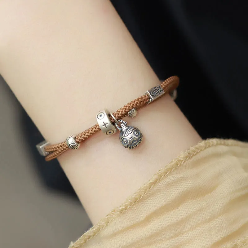 Braided Bracelet with 925 Sterling Silver and Gold Swallowing Beast Koi Fish Design by Luck Muse - Wealth Collection - Image 10