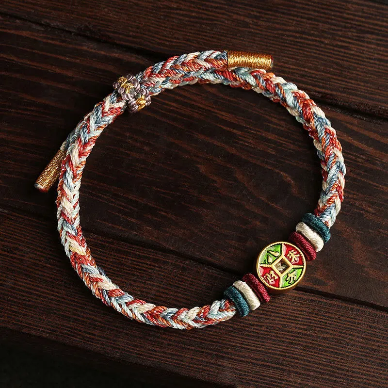✨ Limited Time Offer: Luck Muse Colorful Rope Prosperity Bracelet with Handmade Eight-Thread Peace Knot ✨ - Image 3