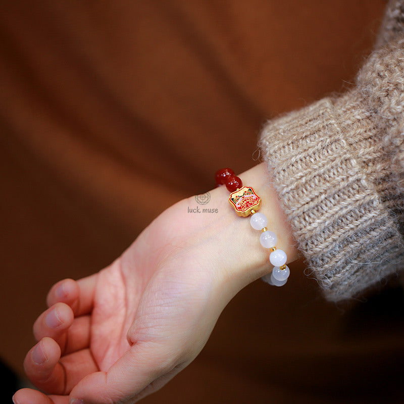 Red Agate and White Agate Healing Bracelet for Strength - Image 7