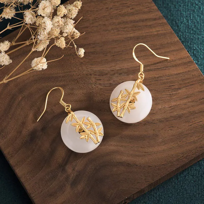 Luck Muse FengShui White Jade Lucky Earrings - Image 4